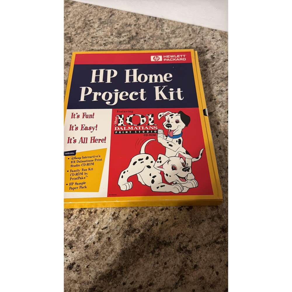 Vintage HP Home Project Kit Disney 101 Dalmatians Print Studio Cd-Rom Complete H
